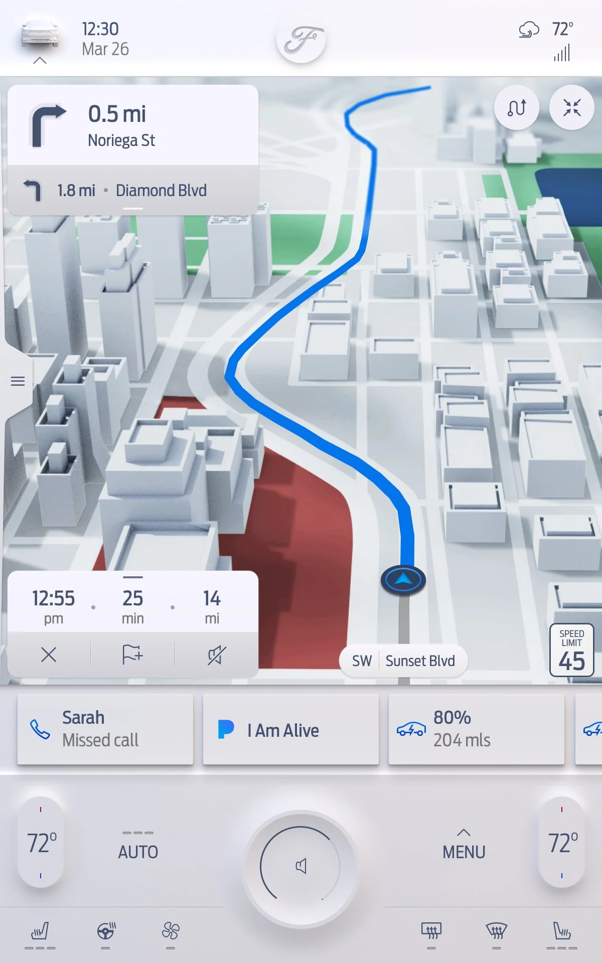 Ford 15-inch navigation screen, Kipawa UI