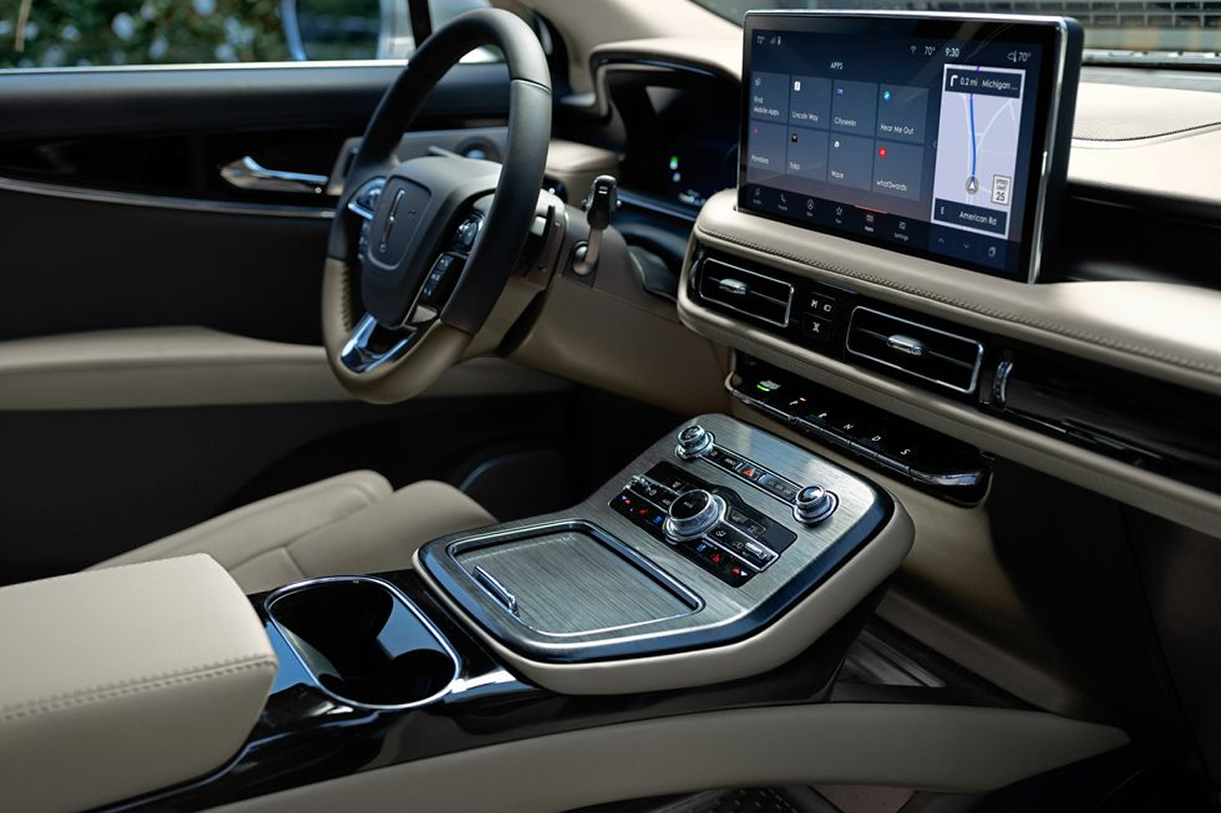 Lincoln Nautilus interior with the Information On Demand panel running my navigation design on the center display