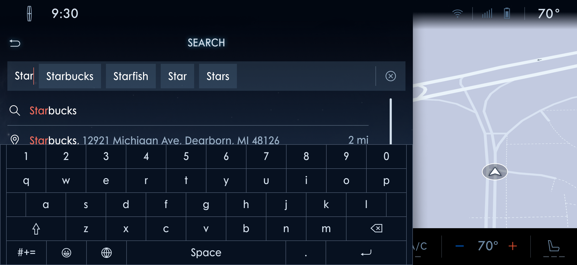 Search with the keyboard: word suggestions and autocomplete results