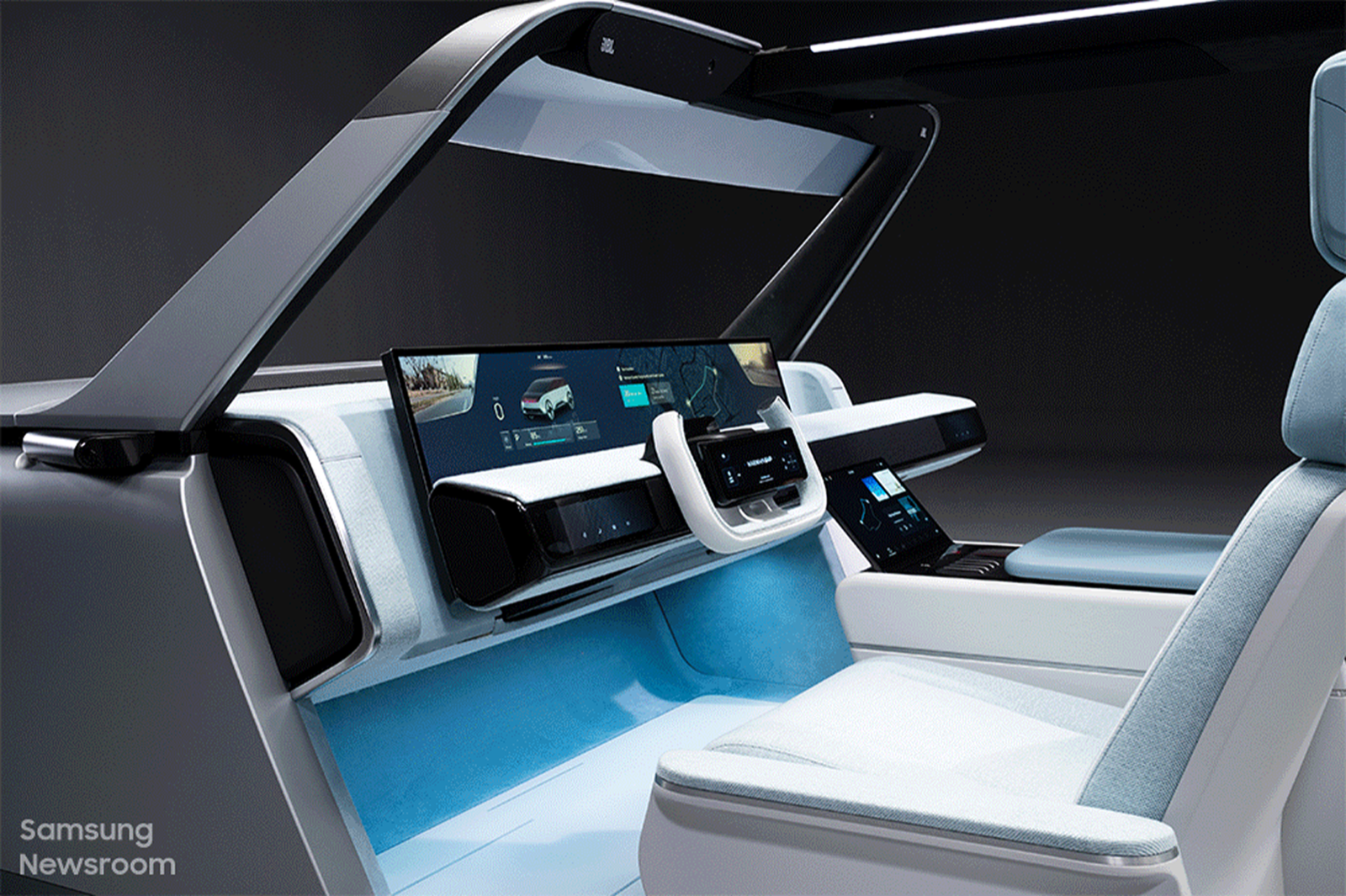 Samsung digital cockpit concept with a wide curved display