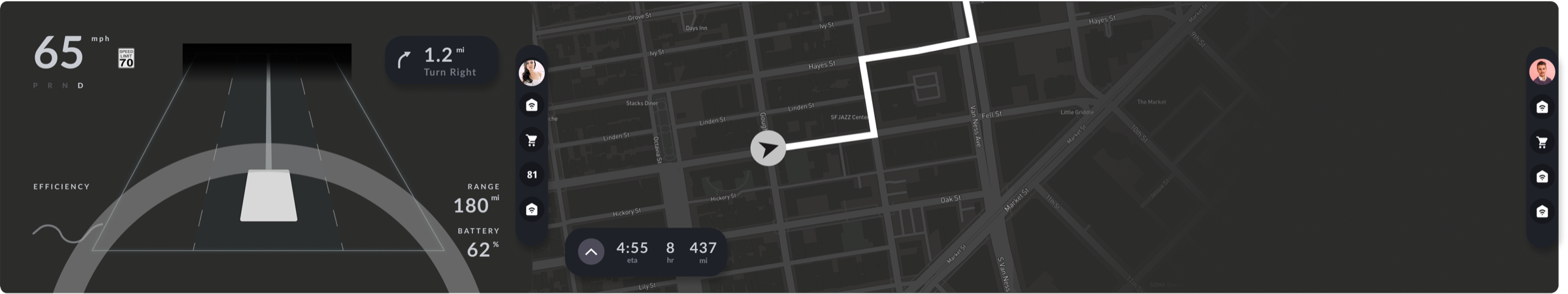 Low-fidelity wireframe: active navigation map