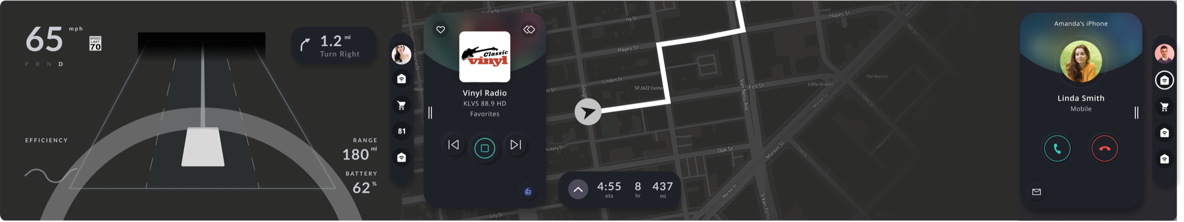 Low-fidelity wireframe: driver radio and passenger call with localized audio
