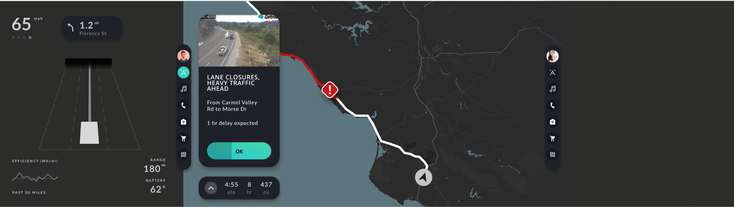 Low-fidelity wireframe: traffic event with live roadside camera