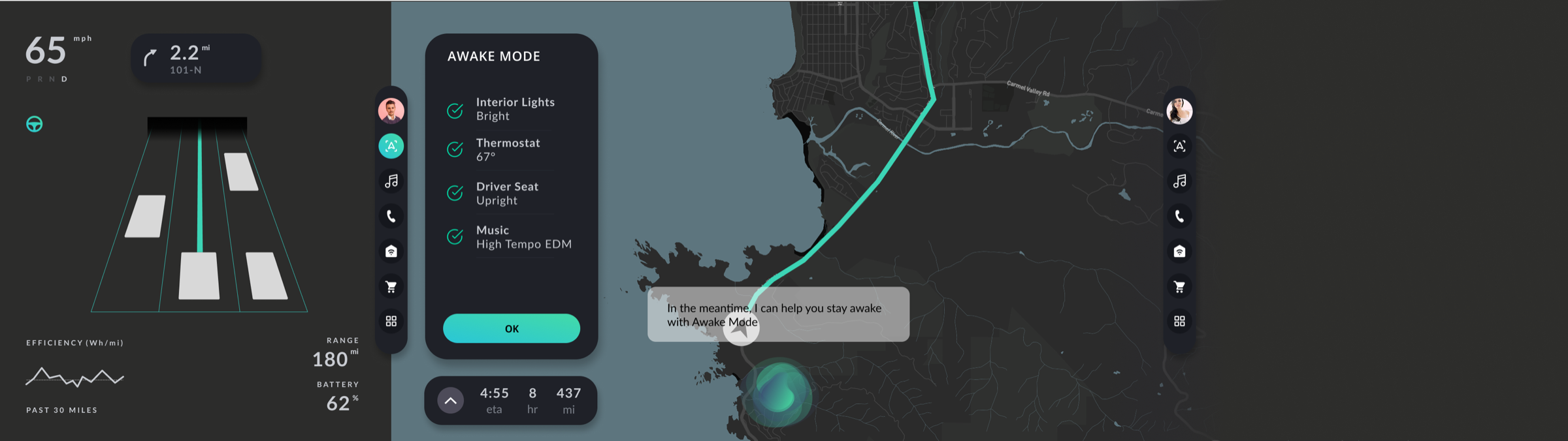Low-fidelity wireframe: Awake Mode