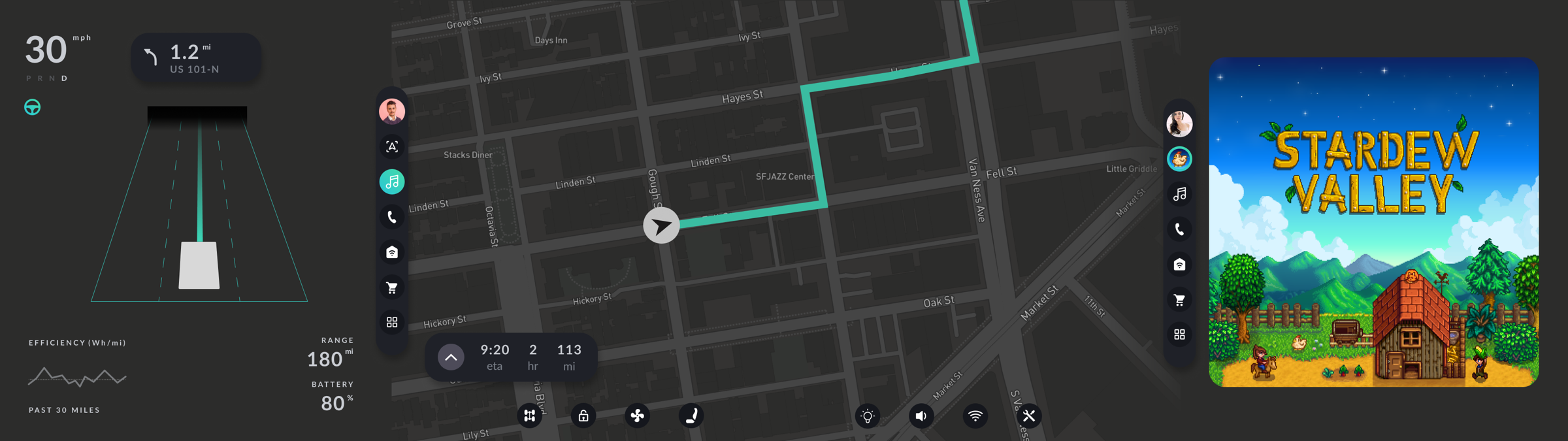 Low-fidelity wireframe: passenger playing a video game