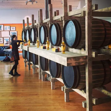 Whisky barrel wall installation at Glenmorangie House NYC